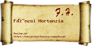 Fáncsi Hortenzia névjegykártya